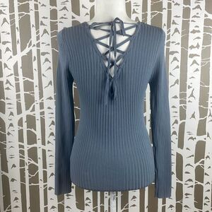 NEW Lace Back Ribbed Knit Sweater M